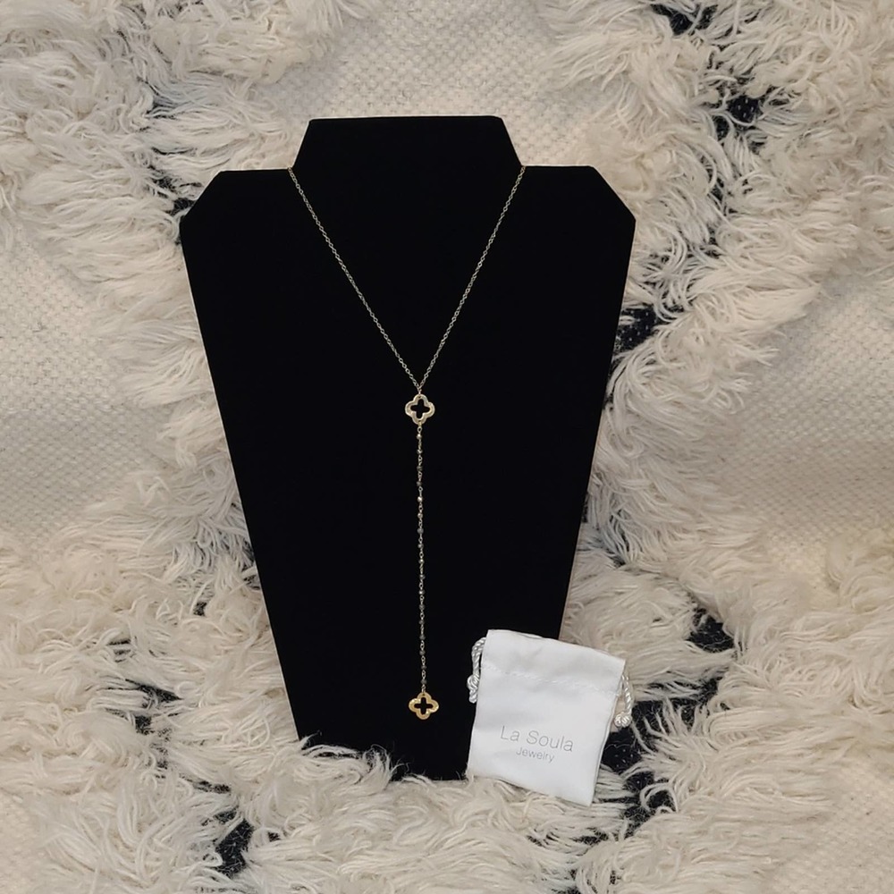 LaSoula Gold Plated Sterling Silver Y Drop Necklace
